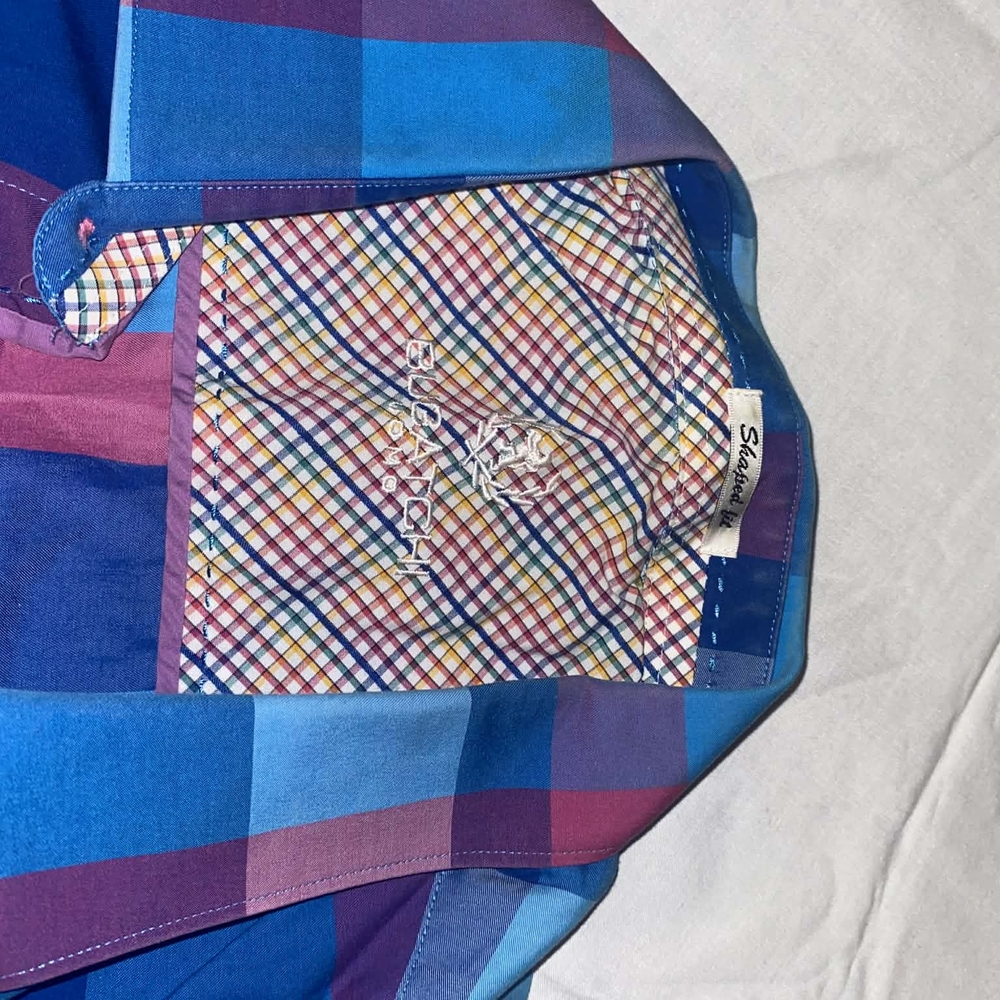 Bugatchi Blue and Purple Plaid Shirt